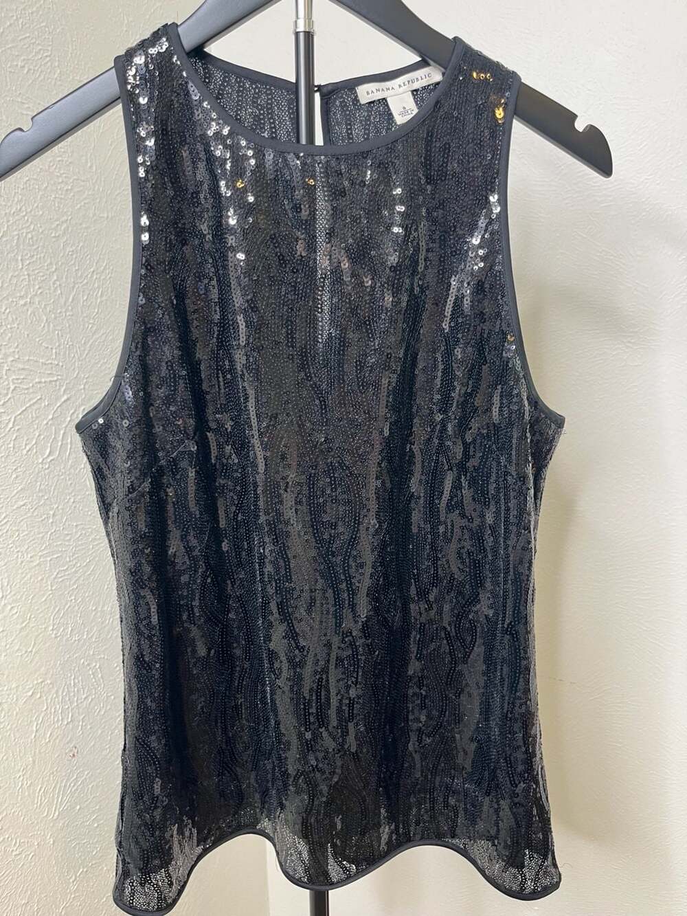 Banana Republic Black Sequin Tank Top Sparkle Sleeveless Party / Holiday Top